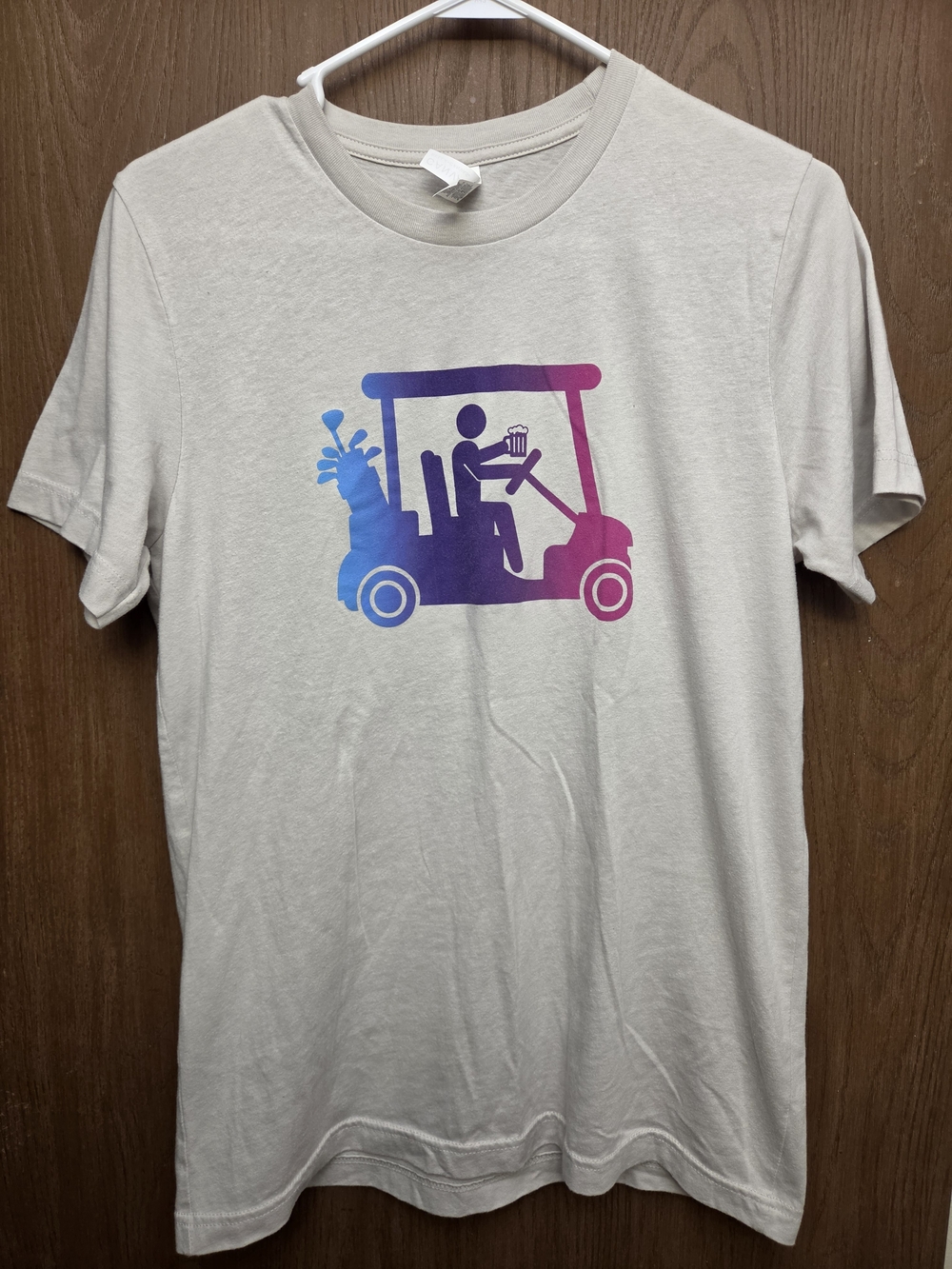 Women's Cream Short-Sleeve Tee with Gradient Golf Cart Graphic
